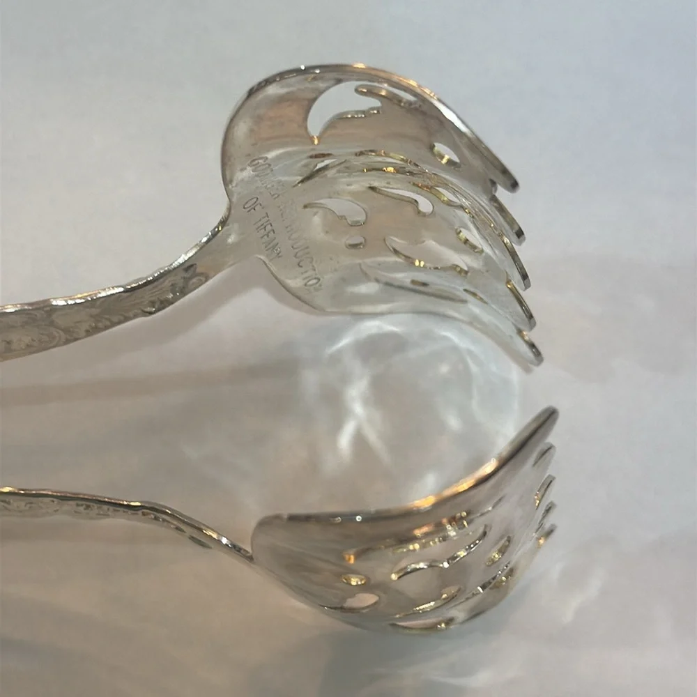 VINTAGE‎ GODINGER REPRODUCTION  BY TIFFANY Silverplated Tongs Vintage 80s